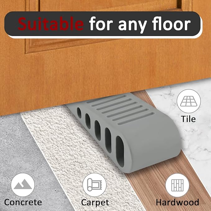 JQK Rubber Door Stopper Wedge, Wooden Floor, DSB61-GY-P3 - Image 4
