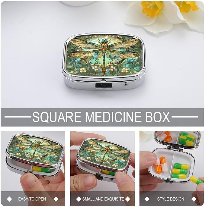 Metal 2 Compartment Pill Organizer Travel Friendly Portable Compact Pill Box - Image 4
