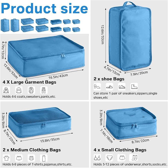 Reginary 6 Set Travel Packing Cubes Luggage Organizer Set Lightweight Suitcase - Image 2