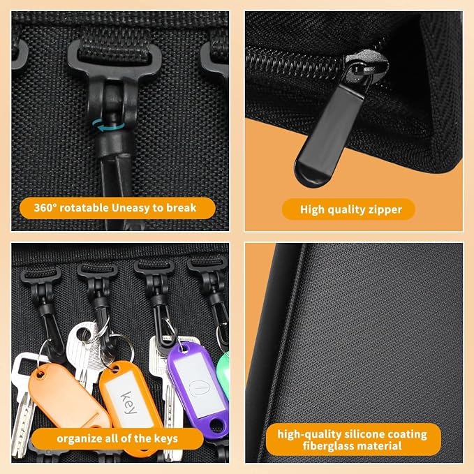 Portable Zippered Key Organizer, Fireproof Key Case - Image 5