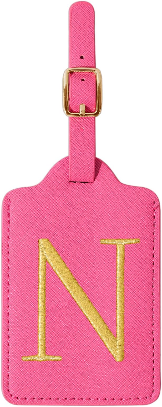 Personalized Rose Red Leather Initial Luggage Tags - Image 9