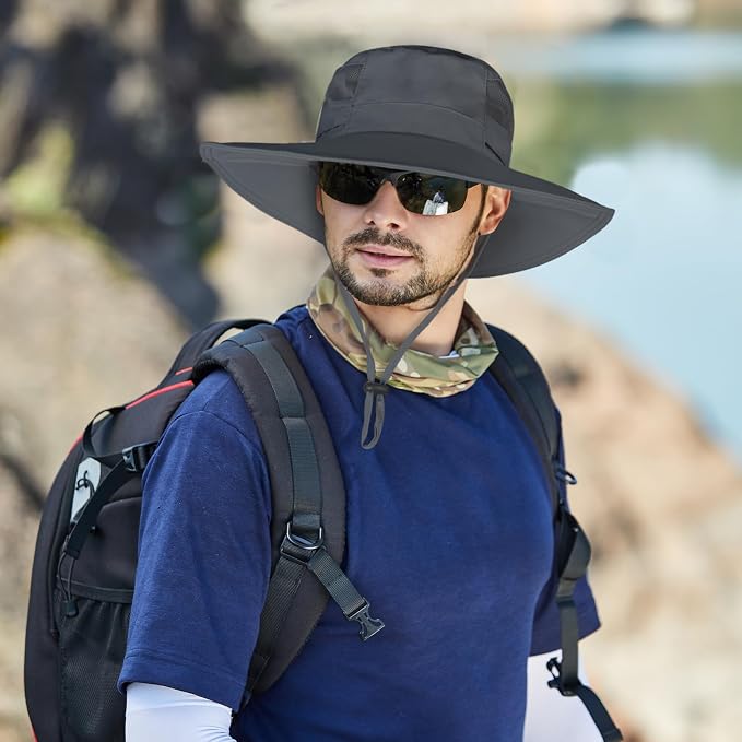 Sun Hat for Men/Women, UPF 50+ Fishing Hat, Waterproof Wide Brim Bucket Hat - Image 6