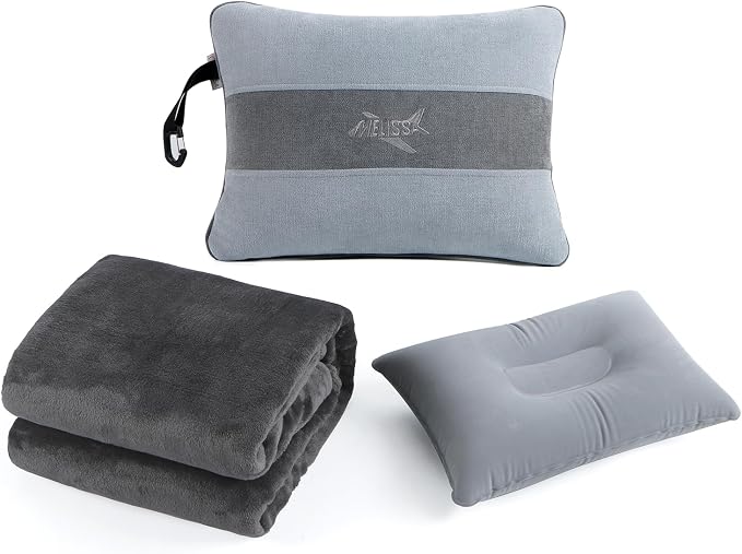 Melissa Large Travel Blanket and Inflatable Pillow Set by Melissa