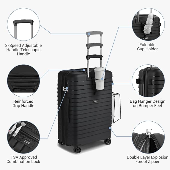 Kono 20 Inch Expandable Carry On Luggage - Image 4