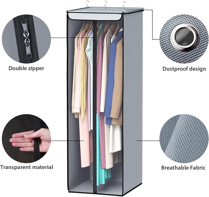 Univivi Garment Bags for Hanging Clothes, Large Clothes Storage Bags Closet - Image 5
