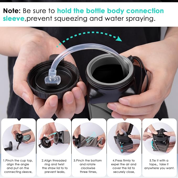 Collapsible Water Bottles 20.6oz Foldable Water Bottle BPA Free Reusable - Image 7