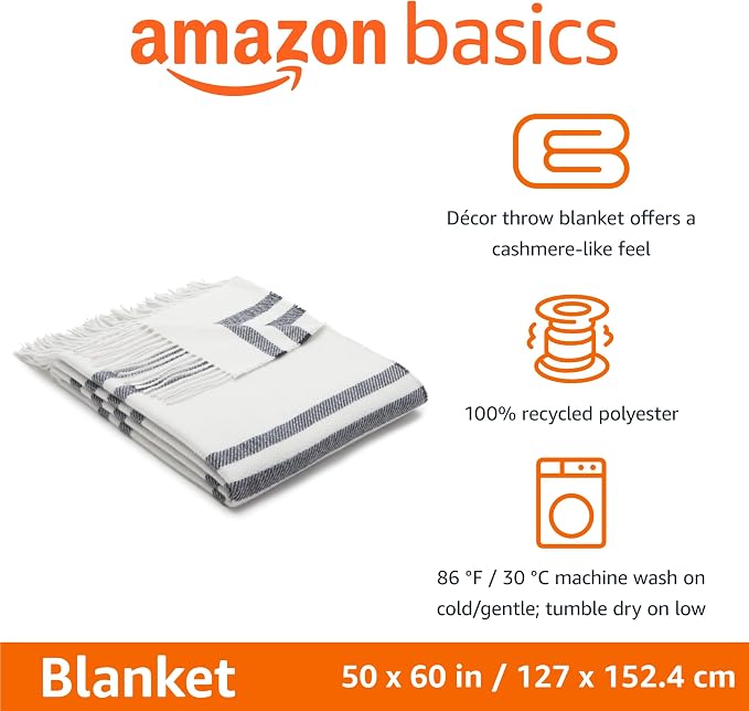 Amazon Basics Room Décor Throw Blanket, Lightweight and Cozy in Recycled - Image 2