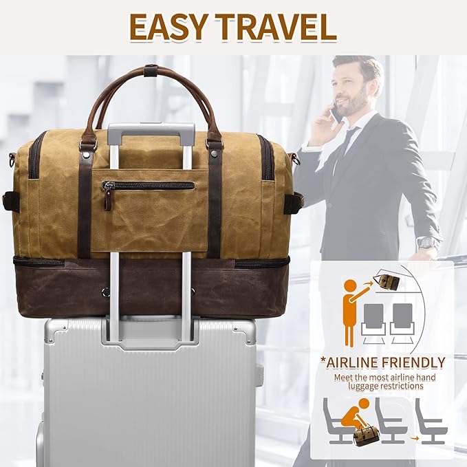 Nerlion Weekender Bag with Shoe Compartment Large Overnight Bag - Image 3
