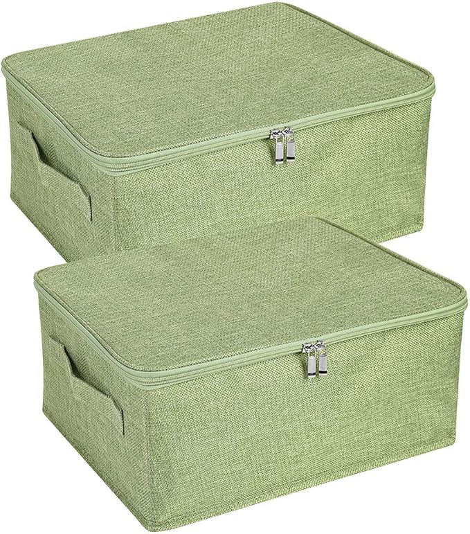 ANMINY 2PCS Storage Bins with Zipper Lids 13 Qt Lidded Fabric Storage Boxes by ANMINY