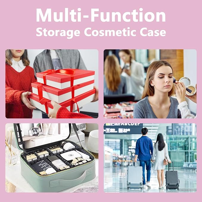 Travel Makeup Bag, with Mirror 3 Color Setting and Detachable 10x Magnifying - Image 5