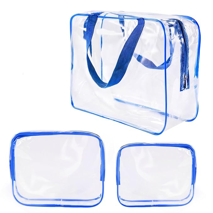 3Pcs Crystal Clear PVC Travel Toiletry Bag Kit by ROYBENS