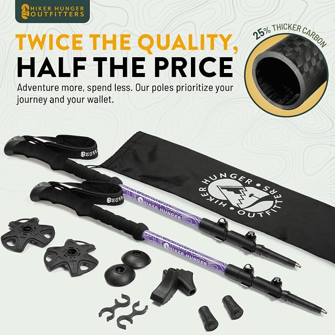 100% Carbon Fiber Trekking Poles by USA Brand - Image 2