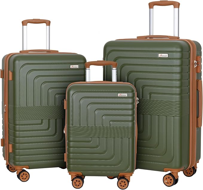 Romswi Luggage Sets 3 Piece Expandable PC+ABS Suitcases, Durable Hardshell by Romswi