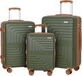 Romswi Luggage Sets 3 Piece Expandable PC+ABS Suitcases, Durable Hardshell by Romswi
