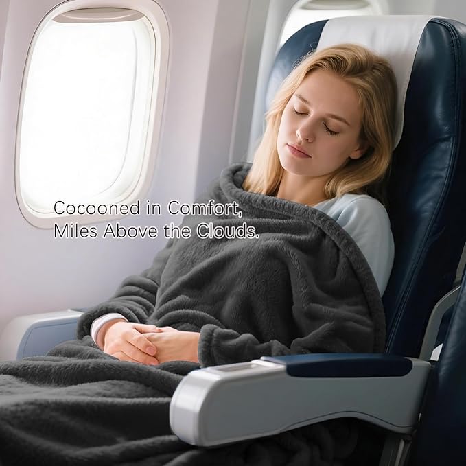 Melissa Large Travel Blanket and Inflatable Pillow Set - Image 2