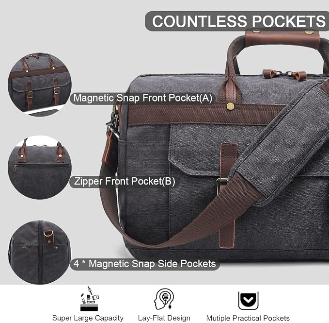 Duffle Bag for Men Waterproof Genuine Leather Canvas Travel Duffel Bags for - Image 5