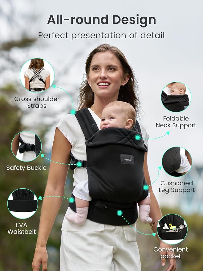 GROWNSY Baby Carrier Newborns to Toddlers, Ergonomic Baby Toddler Carrier - Image 4