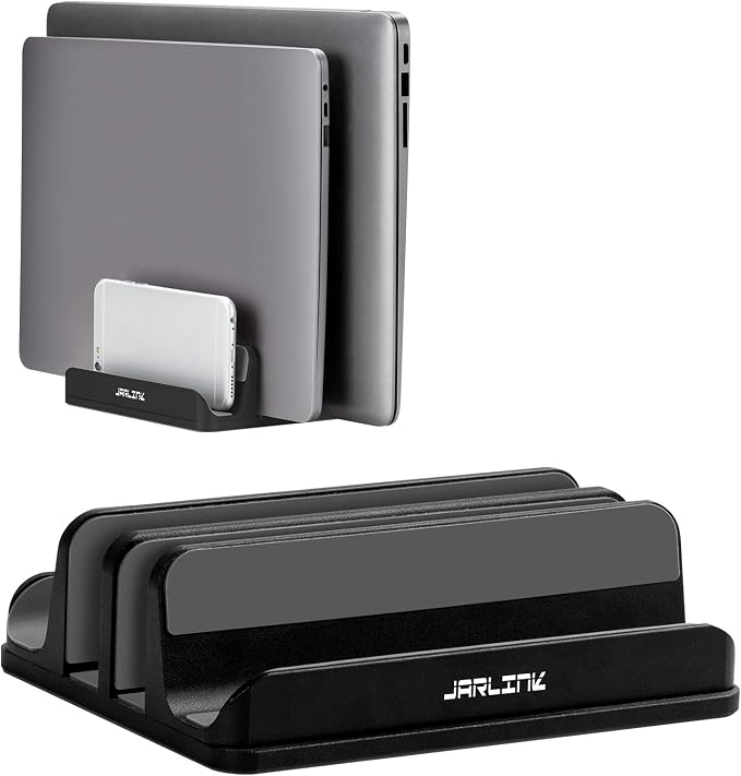 JARLINK 4-in-1 Adjustable Vertical Laptop Stand Holder, Aluminum Dual Slots by JARLINK
