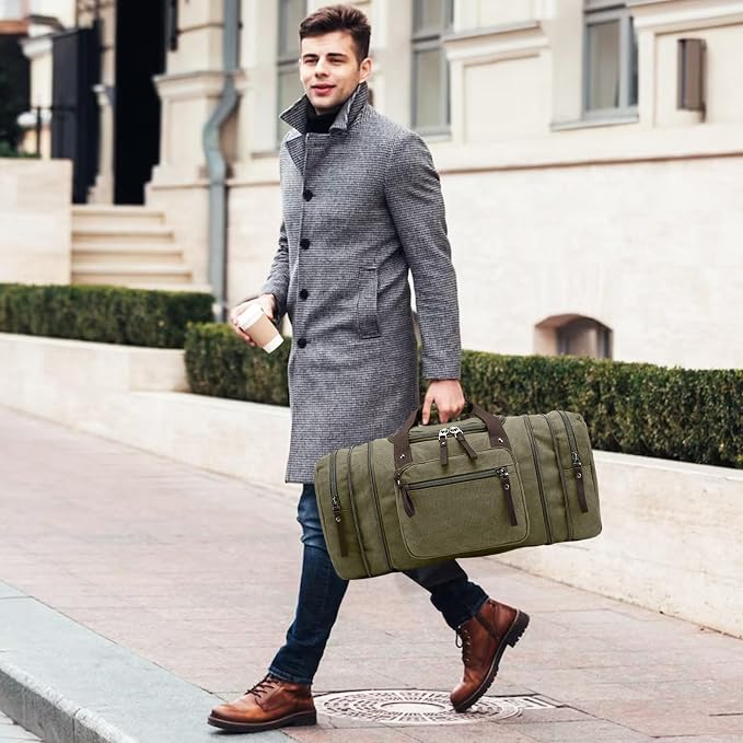 Felipe Varela Green 40L Canvas Duffel Bag - Image 7