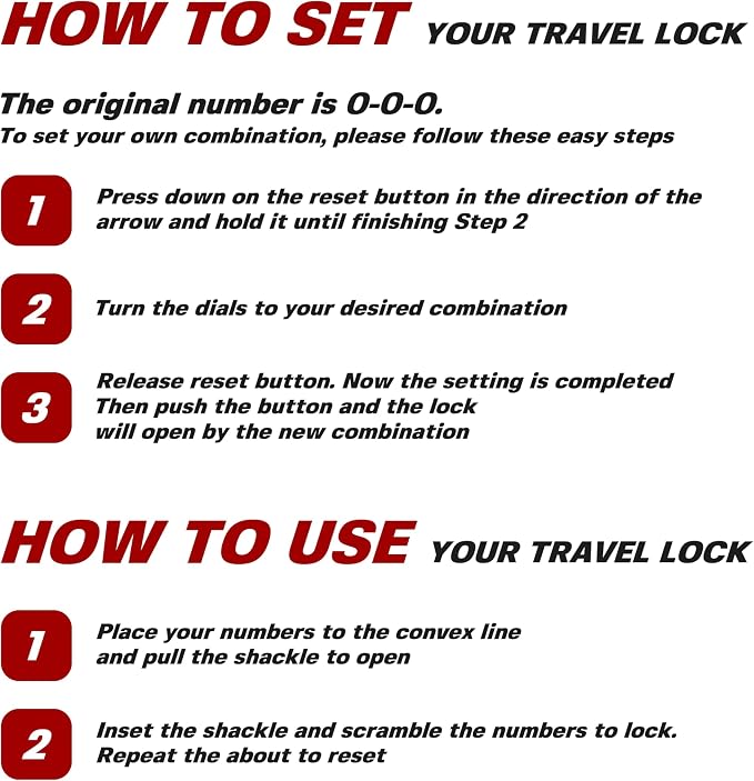 BV TSA Accepted Luggage Travel Lock, Set-Your-Own Combination Lock - Image 6