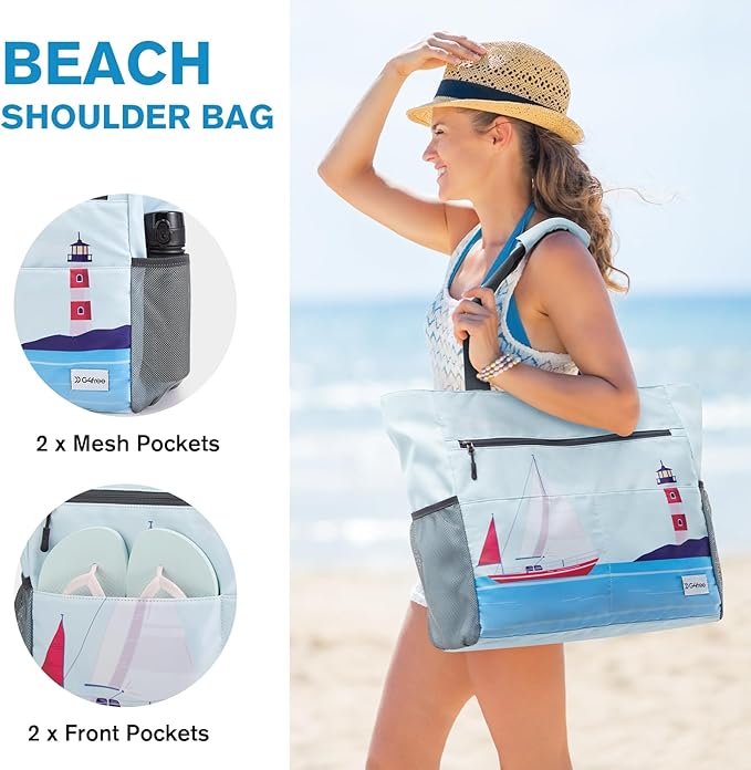 G4Free Beach Bag, Waterproof Sandproof Beach Tote Bag, Large Capacity Foldable - Image 4