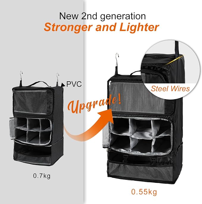 TABITORA Travel Portable Hanging Shelves Closet Organizer Packing Luggage - Image 2