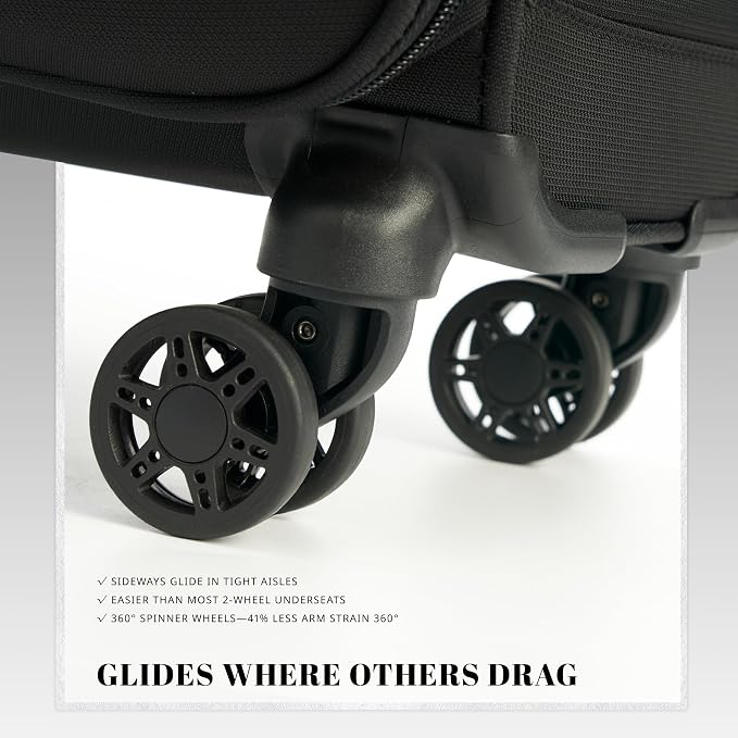 Verage 18x14x8in Spinner Underseat Carry-On Luggage -Airplane Personal Item Bag - Image 7