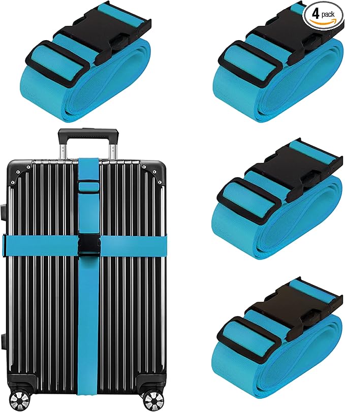 Luggage Straps for Suitcases TSA Approved Travel Belt 4 Pack by Chelmon by Chelmon