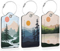 3 Pcs Luggage Tag for Suitcases, Mountain and Tree Sunset Landscape Leather by Oeaskly