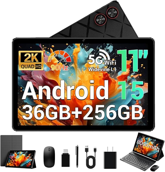 Android Tablet, 2K FHD Display Tablets, 36GB RAM & 256GB ROM, 1TB Expandtion by POWMUS