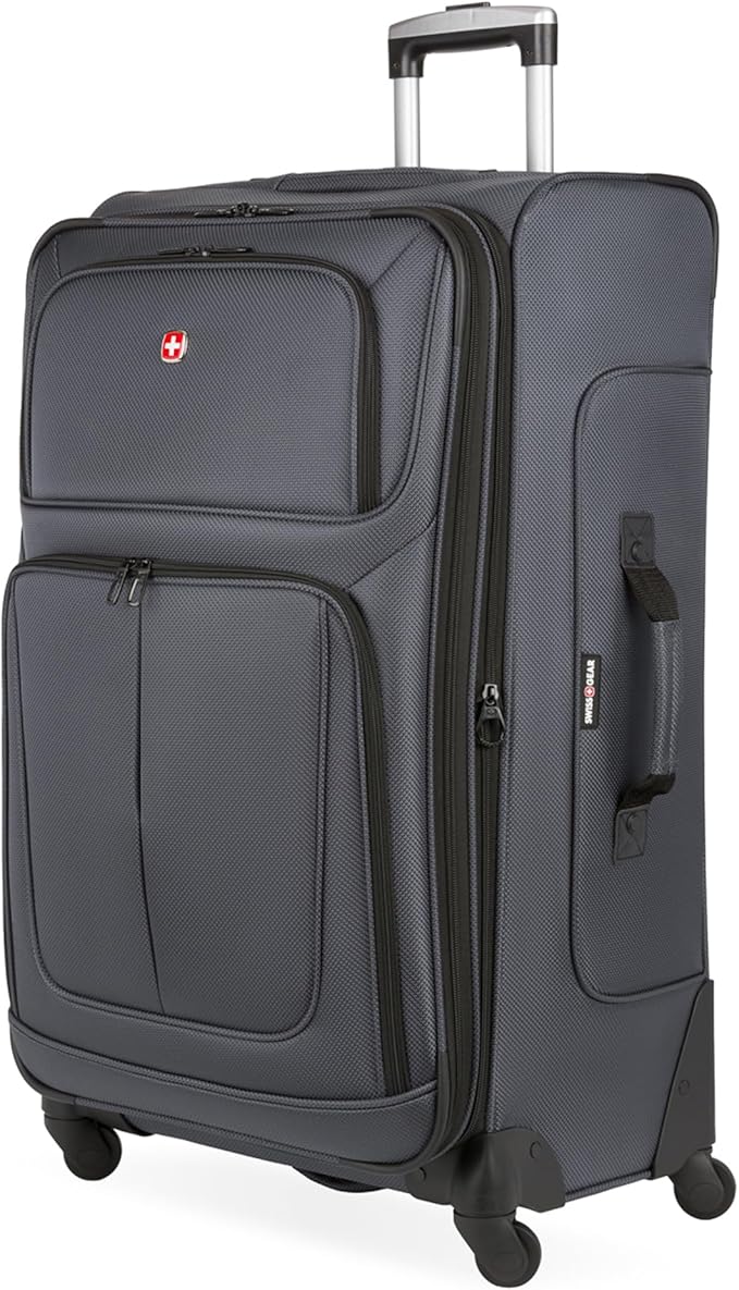 SwissGear Sion Softside Expandable Luggage, Dark Grey, Checked-Large 29-Inch by SwissGear