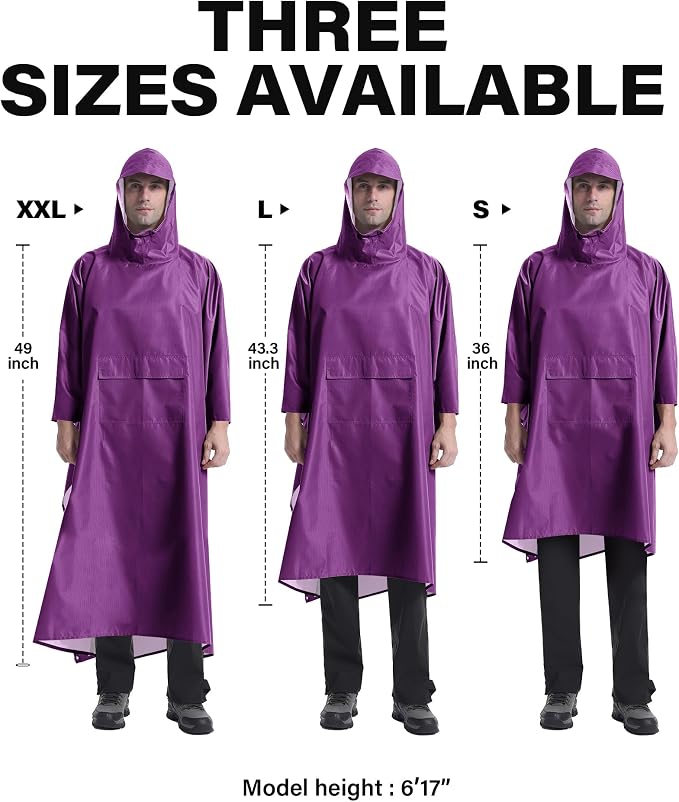 iCreek Hooded Rain Poncho with Pocket Waterproof Lightweight Unisex Raincoat - Image 6