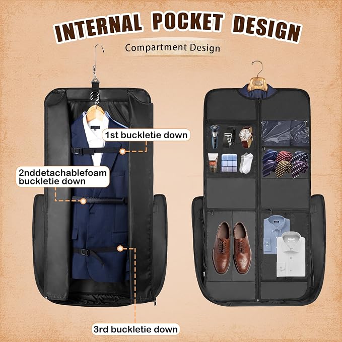 Garment Bag Travel Large Leather Carry On Suit Bag - Image 2