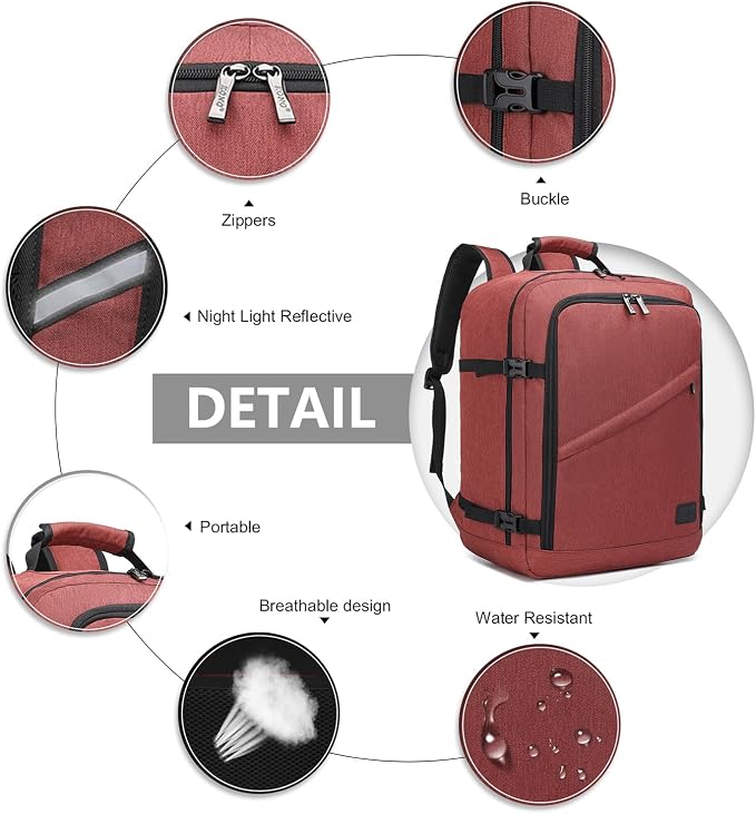 Kono Carry on Backpack, Waterproof Lightweight Daypack - Image 5
