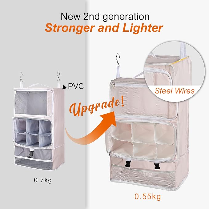 TABITORA Travel Portable Hanging Shelves Closet Organizer Packing Luggage - Image 2