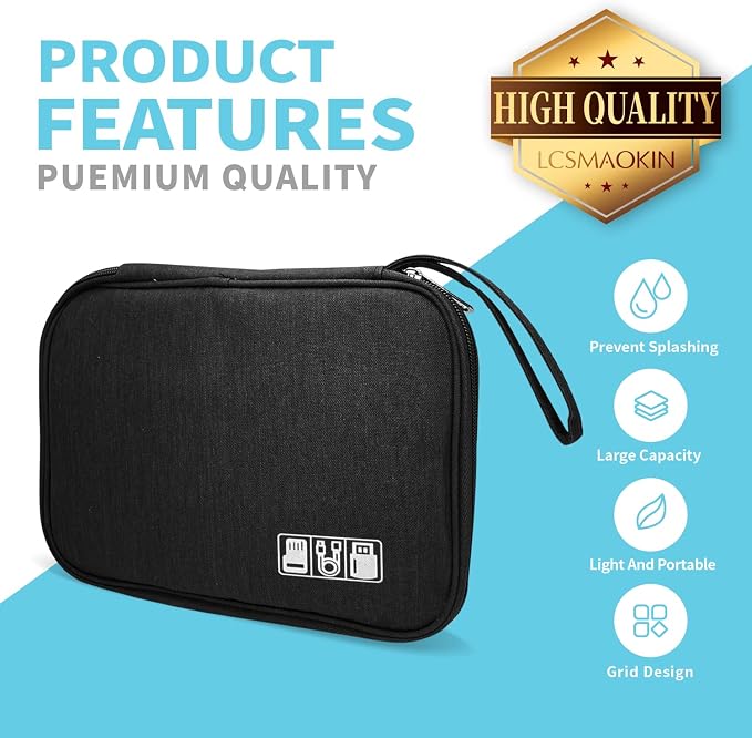 Electronics Organizer Travel Case, Electronic Accessories Storage Bag, Portable - Image 3