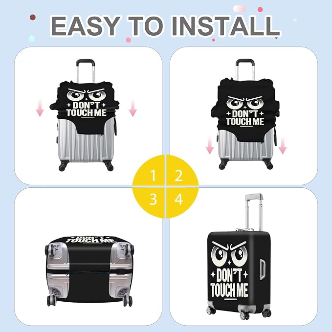 ANNA QUEEN Funny “Don’t Touch Me” Luggage Cover, Bold Black Suitcase Protector - Image 6