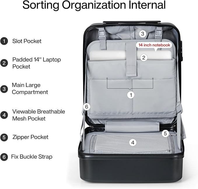 MILADA 16 Inch Underseat Carry On Luggage - Image 6