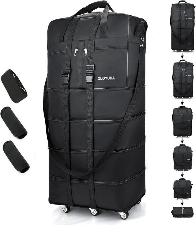 Expandable Foldable Luggage, Rolling Duffle Bag by Gloyuda