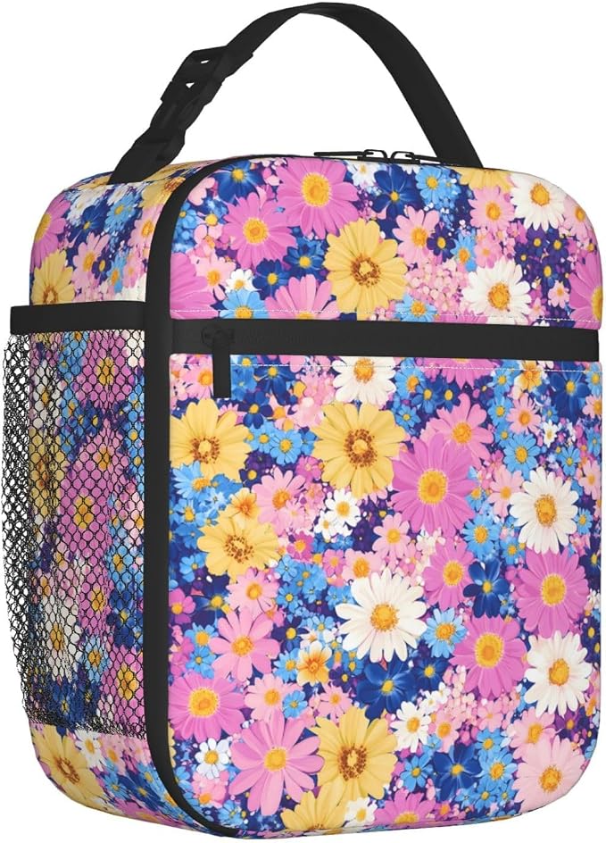 Floral Insulated Lunch Box for Women Men Floral Lunch Bag for Travel, or - Image 2
