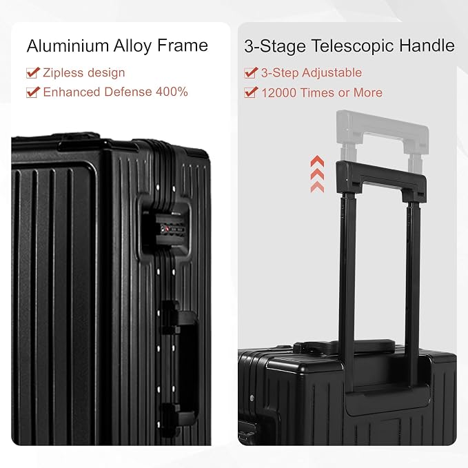 24 Inch Check-In Luggage Aluminum Frame Zipperless Luggage, Hard Shell Suitcase - Image 8