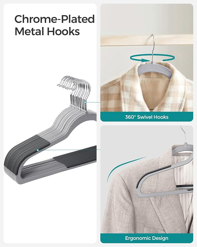 SONGMICS Clothes Hangers, Space-Saving, Light Gray and Dark Gray UCRP30G - Image 5