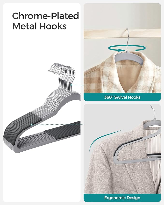 SONGMICS Clothes Hangers, Space-Saving, Light Gray and Dark Gray UCRF50G - Image 5
