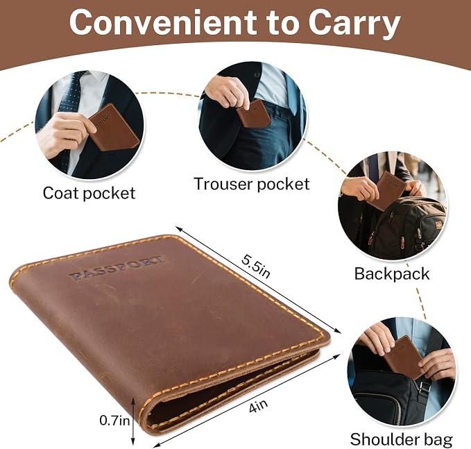 Genuine Leather Passport Holder, Wallet Cover Case - Image 5