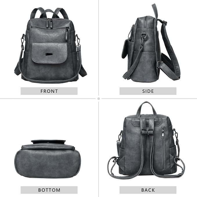 PU Leather Backpack Purse for Women Fashion Multipurpose Design Handbag Ladies - Image 3