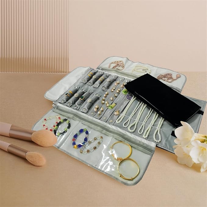 Velvet Travel Jewelry Case Roll Bag Organizer - Image 2