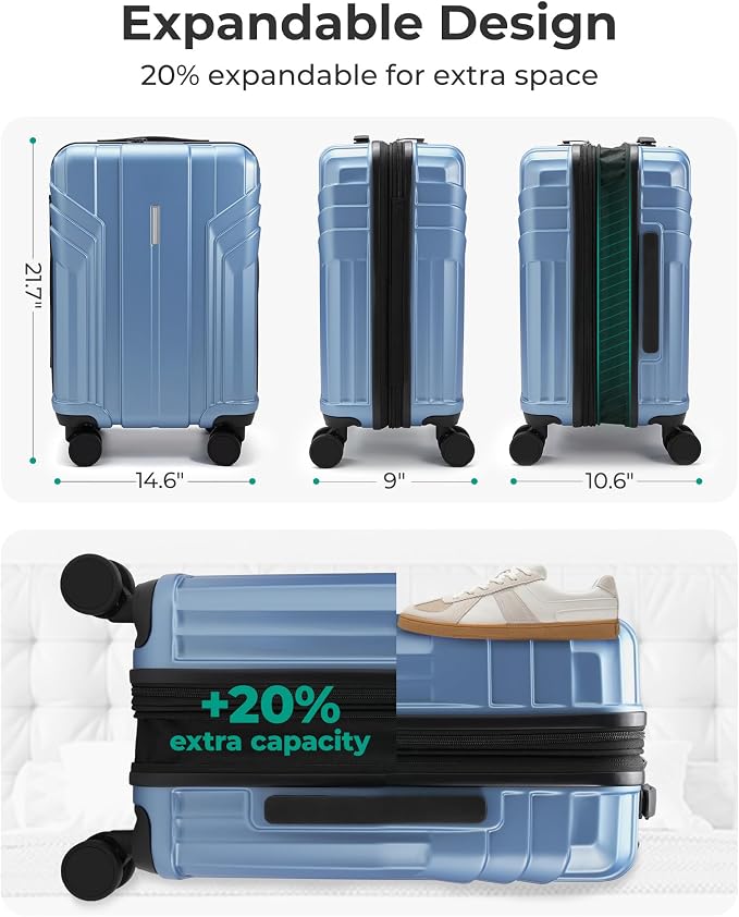 BAGSMART Expandable Carry On Luggage 22x14x9 Airline Approved, 1OO% PC - Image 7
