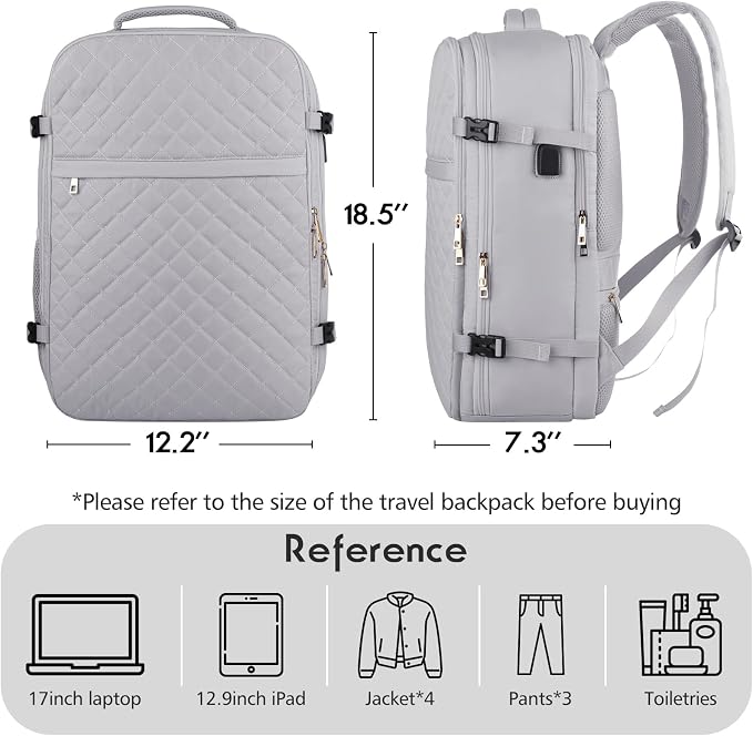 MOMUVO Large Travel Backpack Women, Flight Approved Carry On Backpack, Water - Image 6