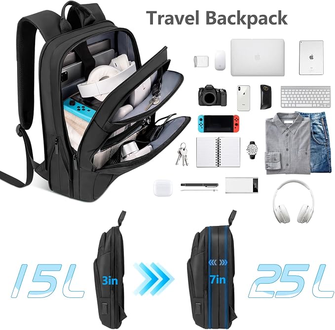 Backpack for Men Slim & Expandable Travel Laptop Backpack - Image 3