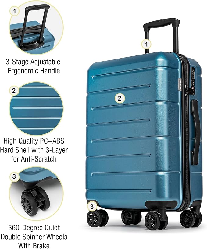 KYME Luggage Sets 2 Piece Hardshell 22"/26" Suitcase - Image 4
